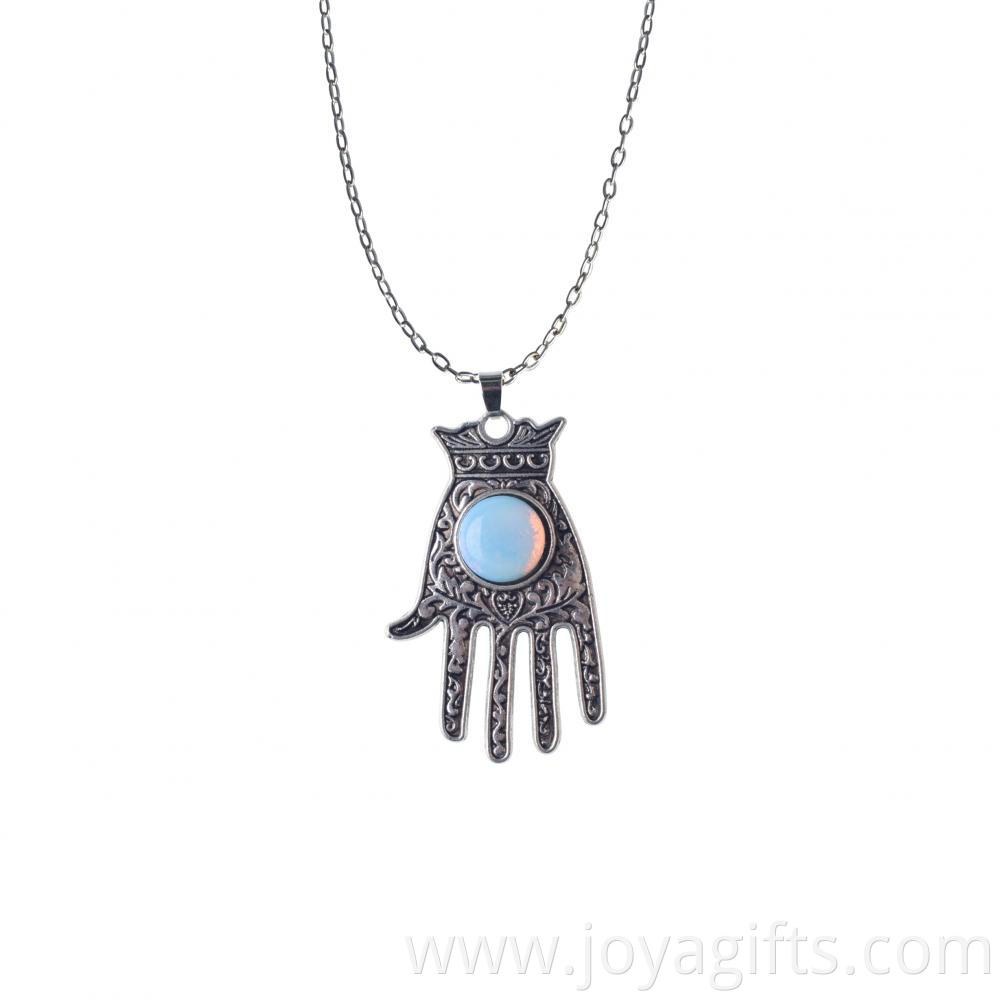 opal hamsa necklace